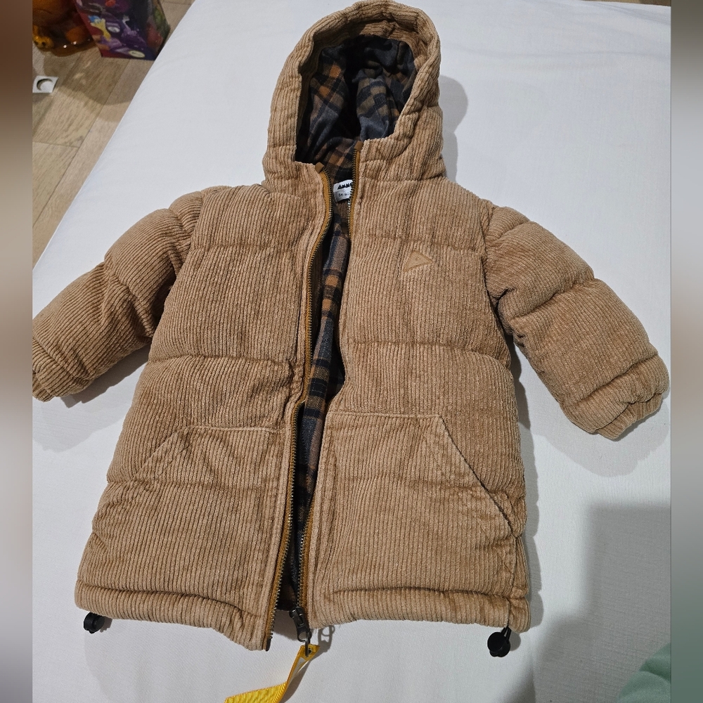 Ammehoela toddler tan corduroy puffer organic cotton coat